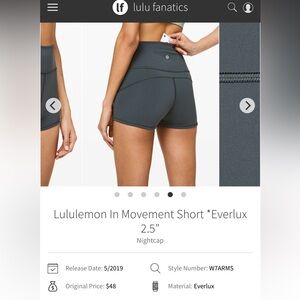 Lululemon In Movement Shorts 2”